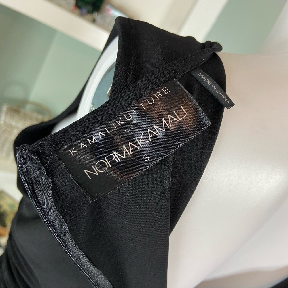 Norma Kamali KamaliKulture Black Sleeveless Shirred Ruched Wide Leg Jumpsuit S - Picture 13 of 14